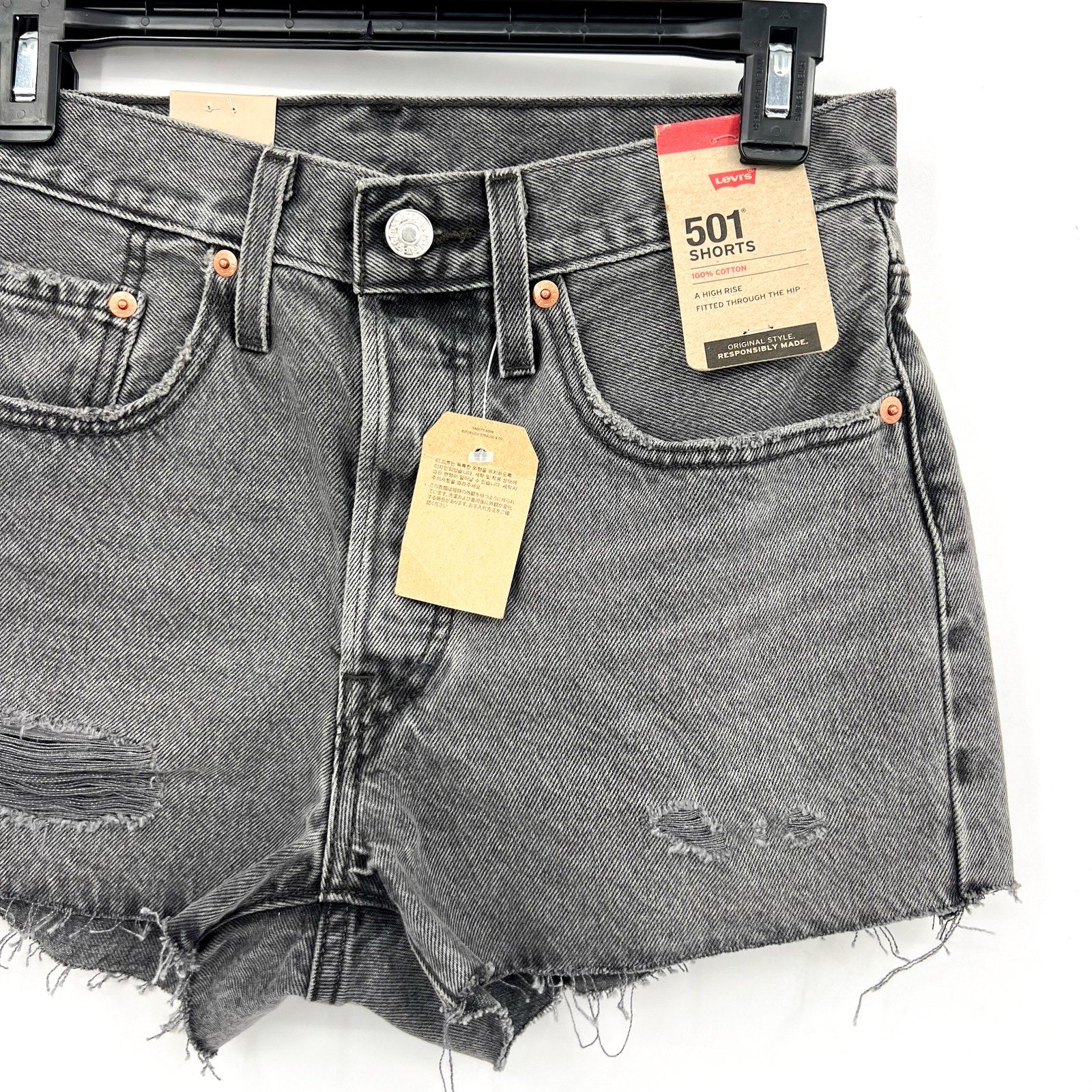 LEVIS Womens 501 Original Fit Shorts Size 26 US 2 Gray 56327-0325 NWT