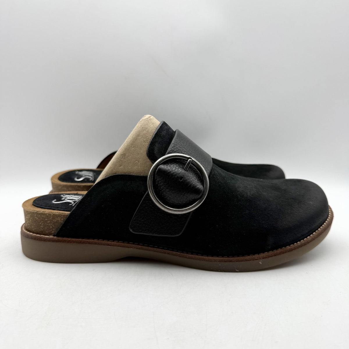 Sofft Womens Billie Clogs Size 9 M EU 40 Black Suede Slip On NWOB