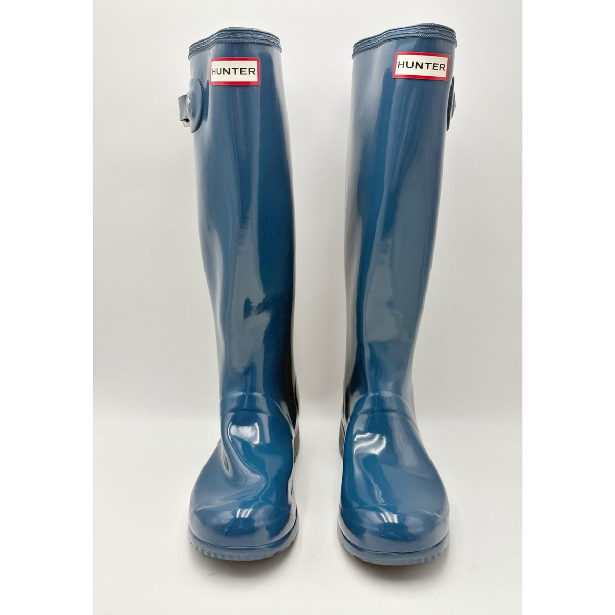 Hunter Womens Original Tall Gloss Rain Boots Size 7 EU 38 Blue Waterproof NWOB