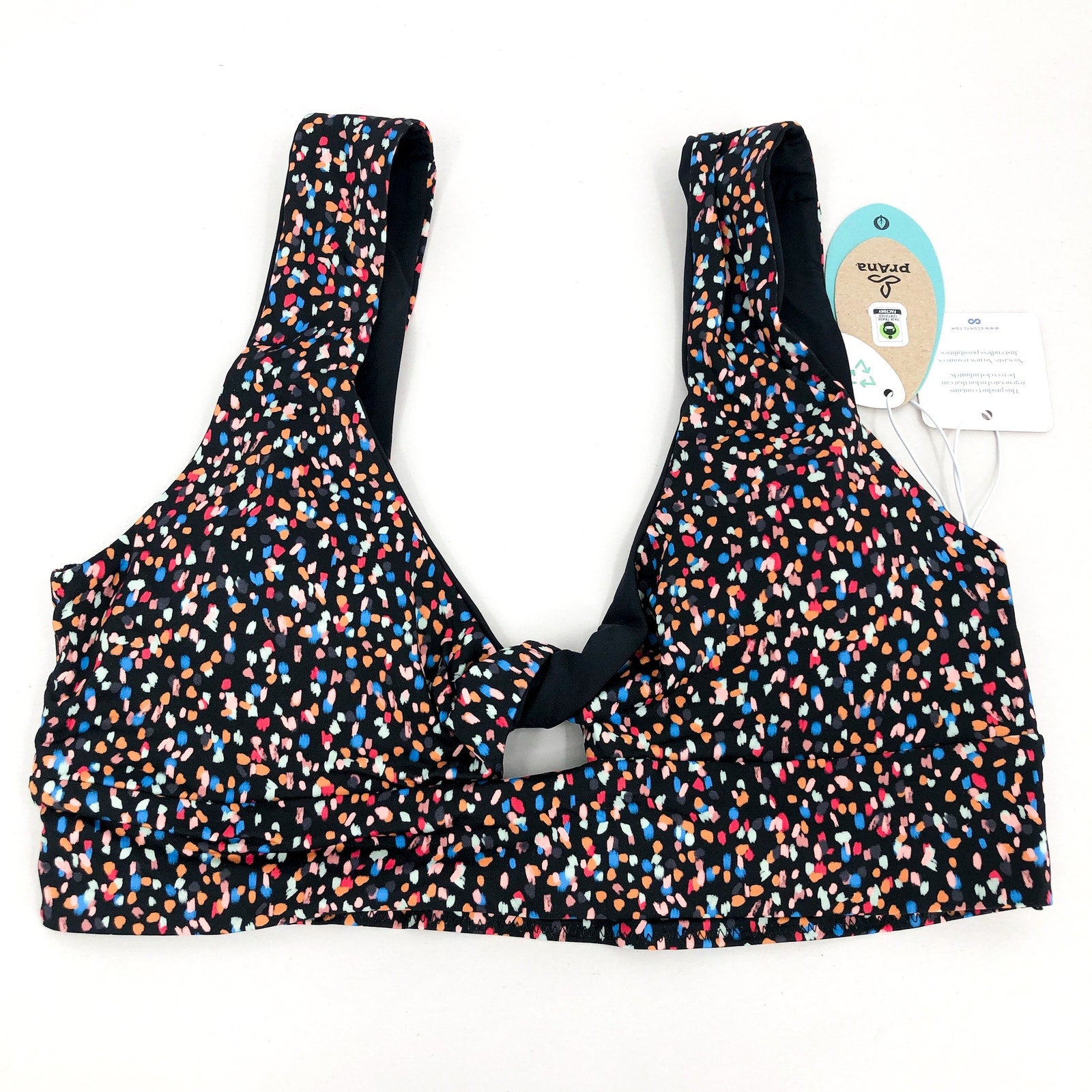 PRANA Women's Under The Palms Bikini Top XL Alotta Dots Twisted Front NWT
