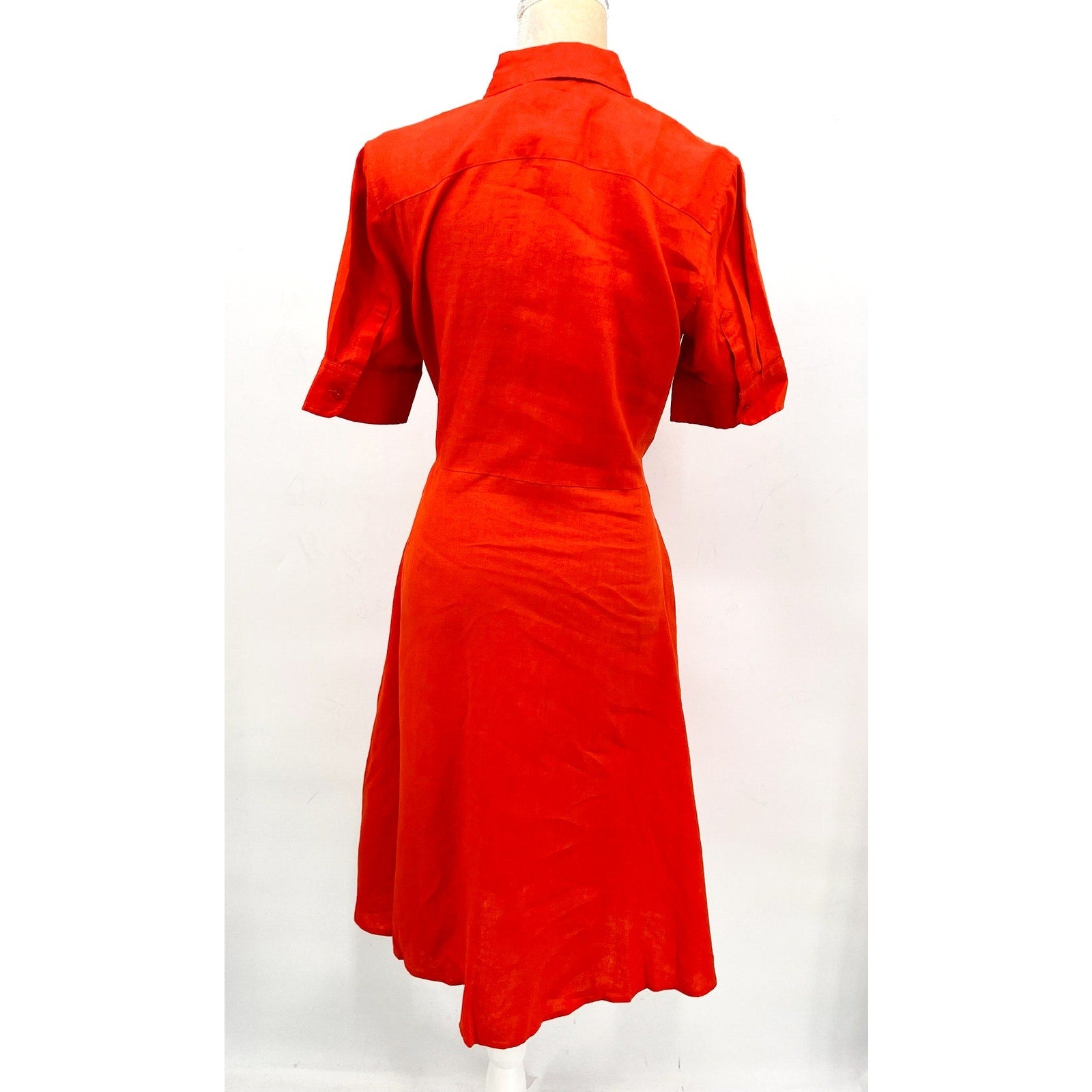 LAUREN RALPH LAUREN Tie-Front Linen Shirtdress Size 6 Orange Short Sleeve NWT