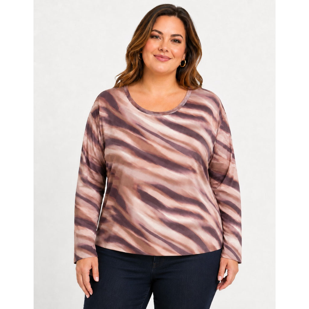 LES SEREIN- STITCHFIX-  Womens Print Blouse Size 2X Purple Pink Long Sleeve NWT