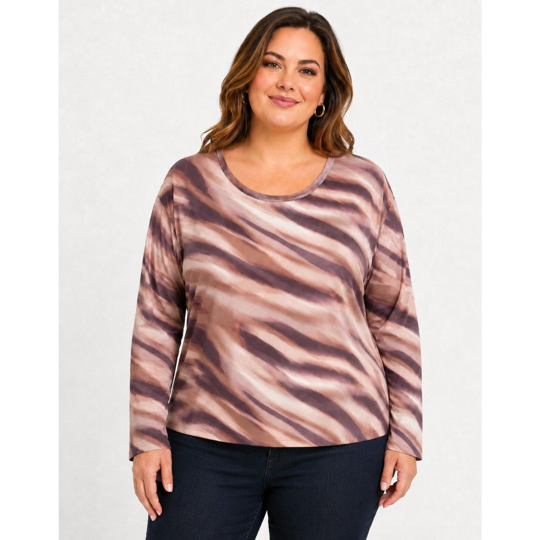 LES SEREIN- STITCHFIX-  Womens Print Blouse Size 2X Purple Pink Long Sleeve NWT