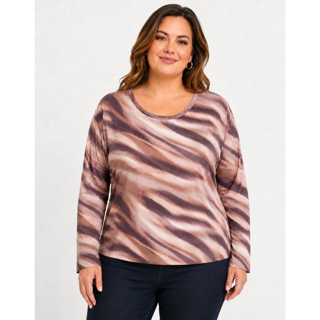 LES SEREIN- STITCHFIX-  Womens Print Blouse Size 2X Purple Pink Long Sleeve NWT