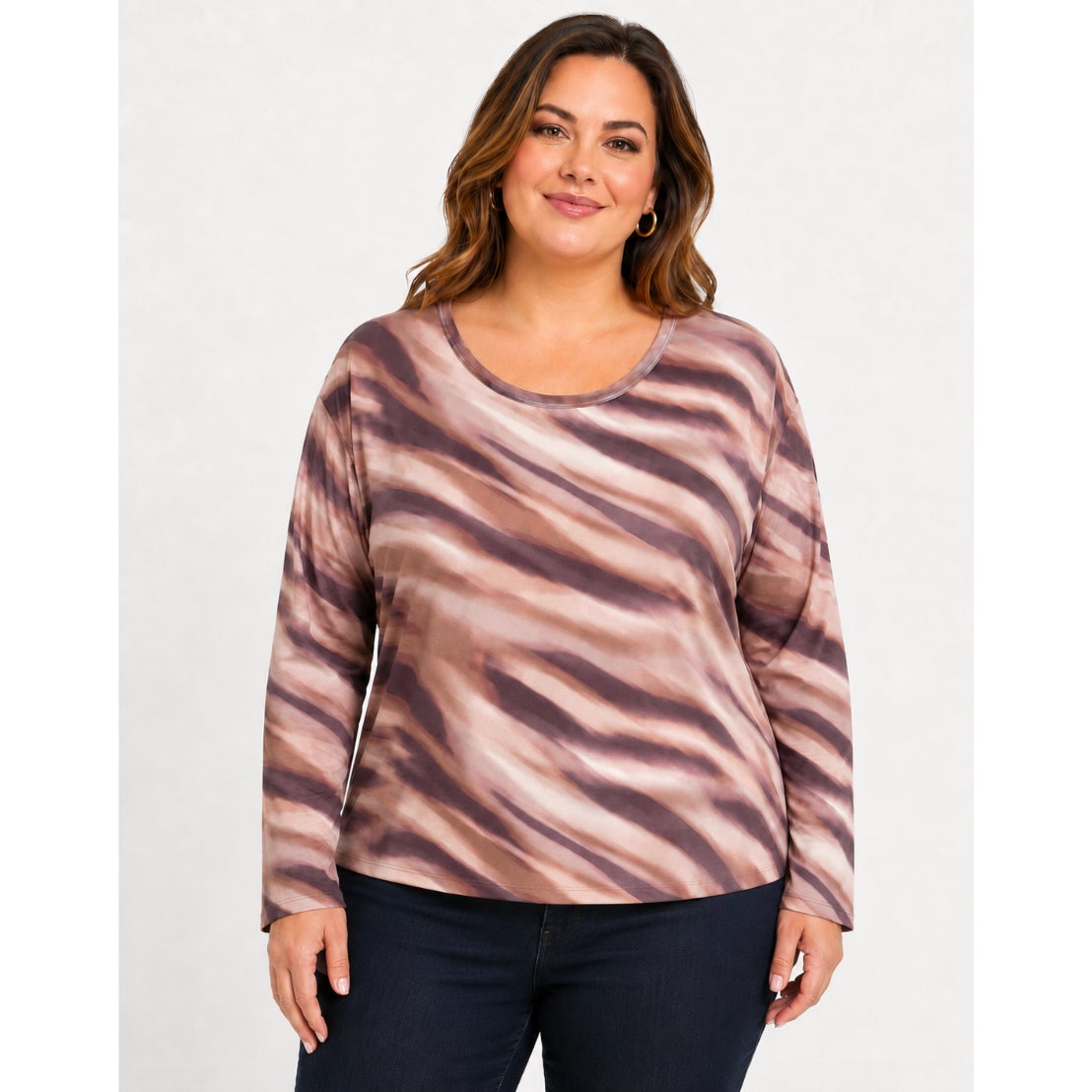 LES SEREIN- STITCHFIX-  Womens Print Blouse Size 2X Purple Pink Long Sleeve NWT