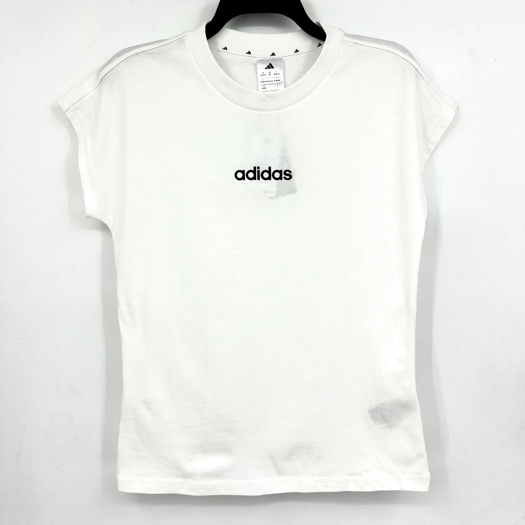 ADIDAS Women's Essentials Linear Single Tee Medium White Short Sleeve Logo NWT
