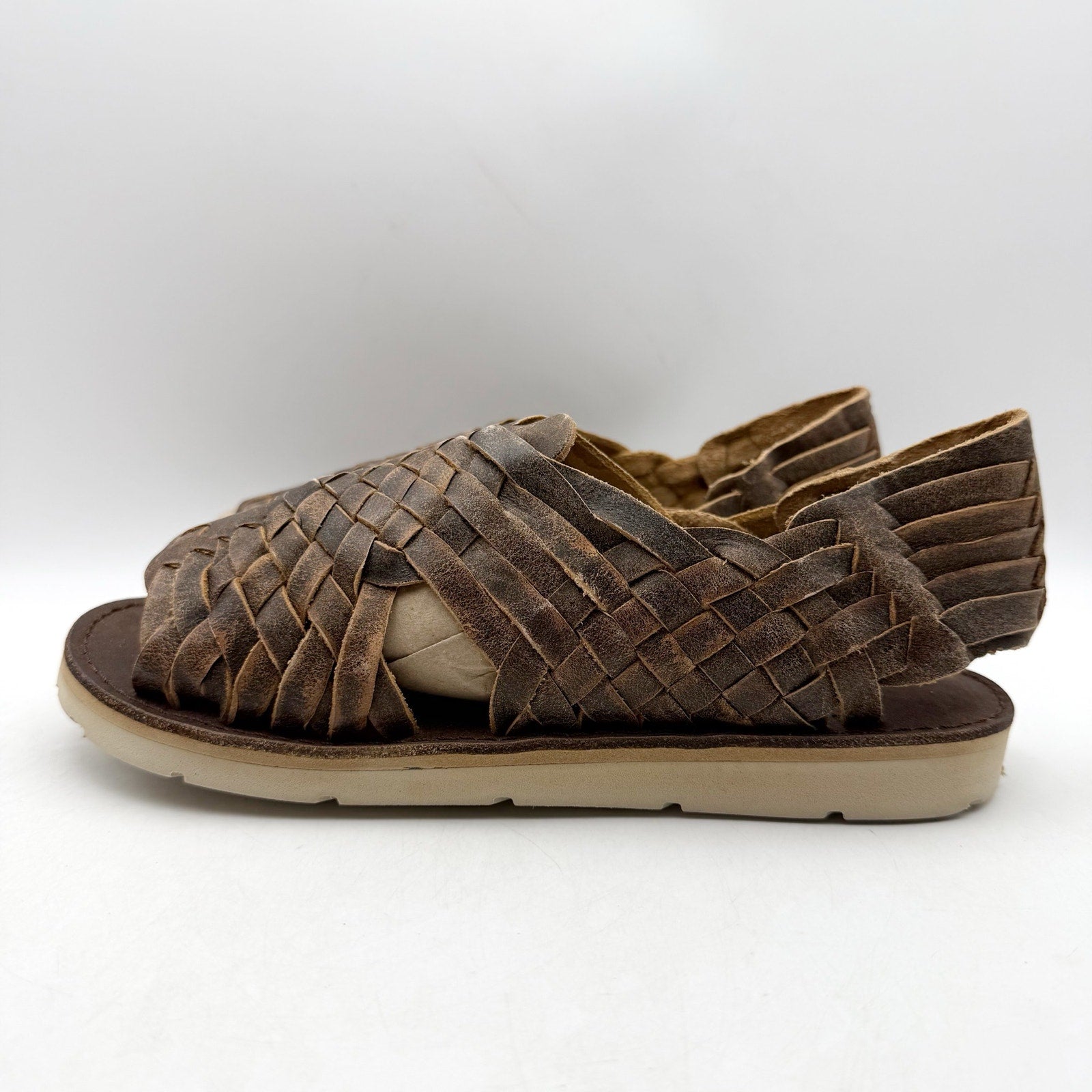 Brand X Womens Huarache Sandals US 8.5 Dark Brown Leather Woven NWOB