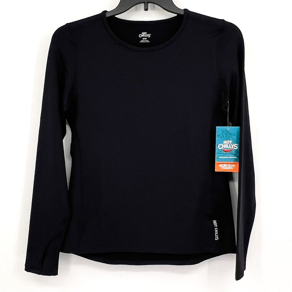 HOT CHILLYS Women's Micro-Elite Chamois Crewneck Shirt Medium Black NWT