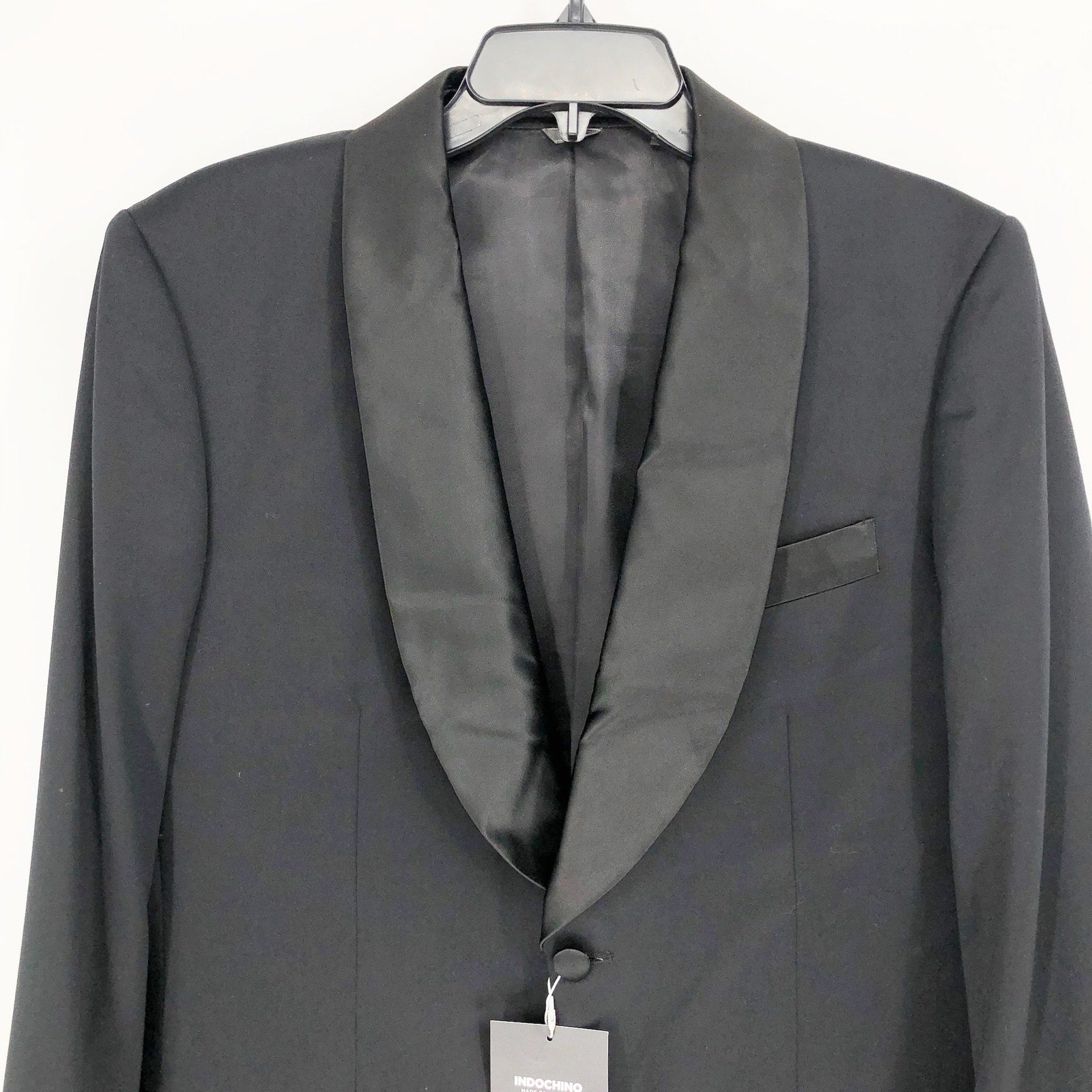 INDOCHINO Men Newbury Tuxedo Jacket 46R Black Satin Trim Shawl Lapel Blazer NWOT