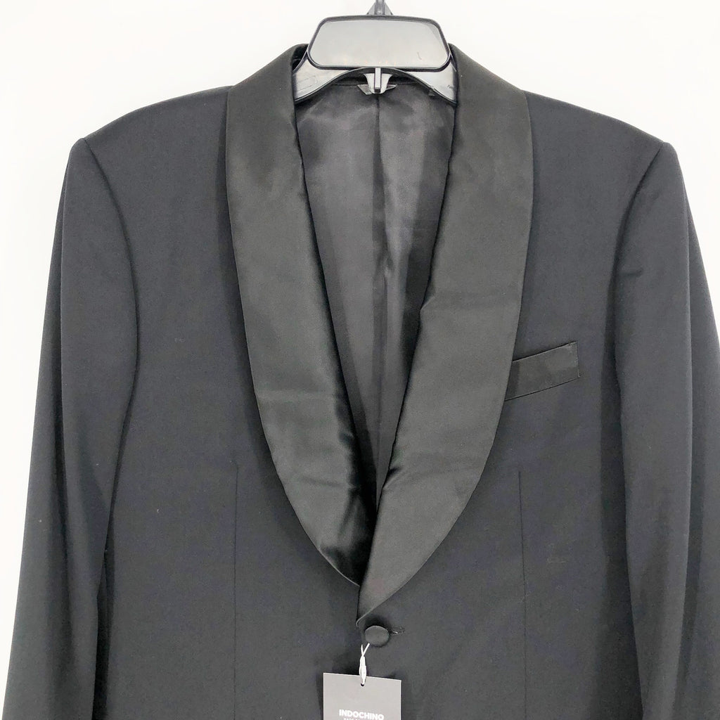 INDOCHINO Men Newbury Tuxedo Jacket 46R Black Satin Trim Shawl Lapel Blazer NWOT