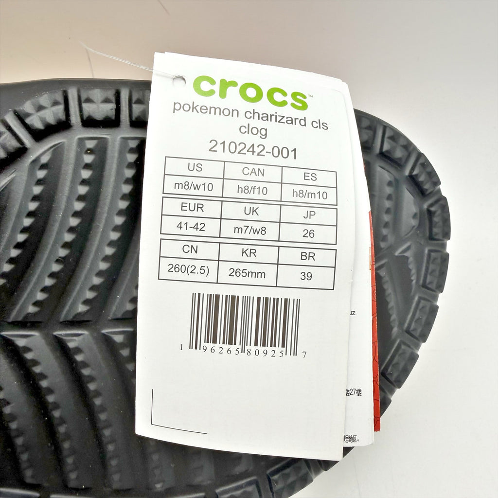Crocs Mens Classic Pokemon Charizard Clogs Mens 8 Womens 10 Orange Black NWT