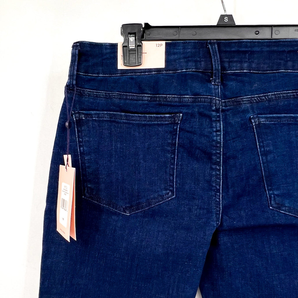 NYDJ Womens Ella Denim Shorts Size 12 PETITE Dark Blue Arise 8" Inseam NWT