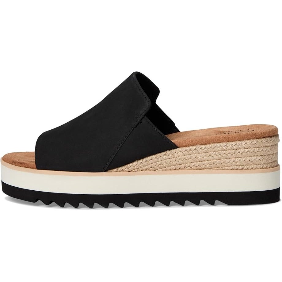 TOMS Womens Diana Mule Platform Wedge Sandals Size 7.5 EU 38 Black Leather NIB