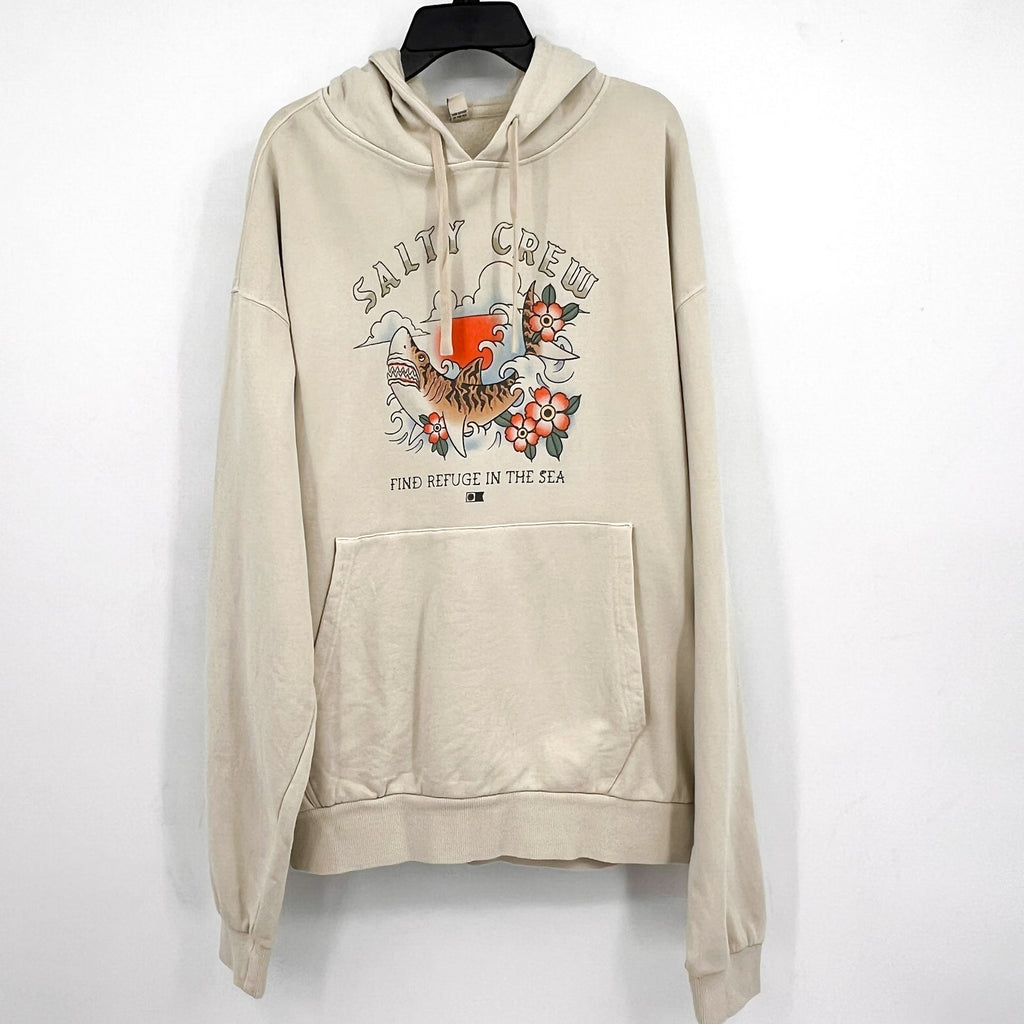 SALTY CREW Women's Salty Crew Hopper Crew Hoodie Medium Off White Sweatshirt NWT