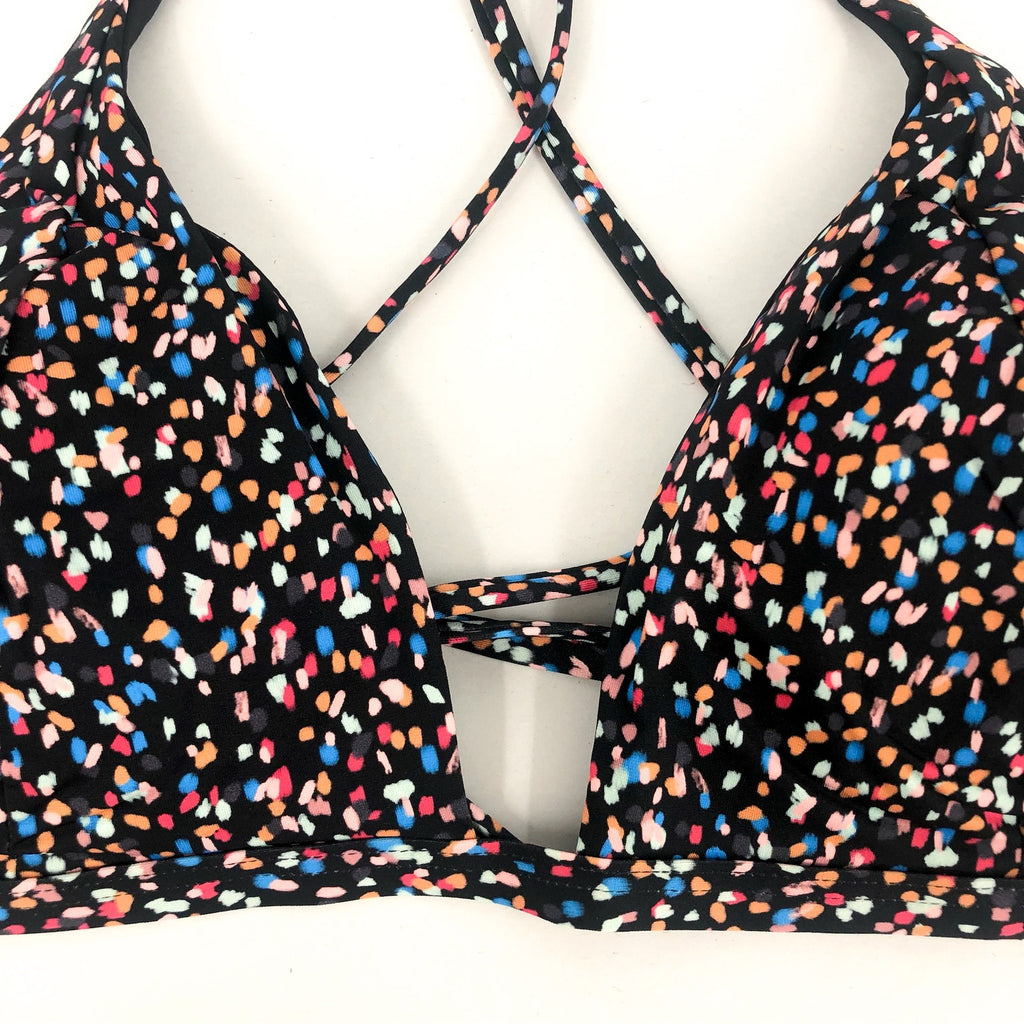 PRANA Women's Sunkissed Bikini Top XL Black Alotta Dots Stretch UPF 50+ NWT