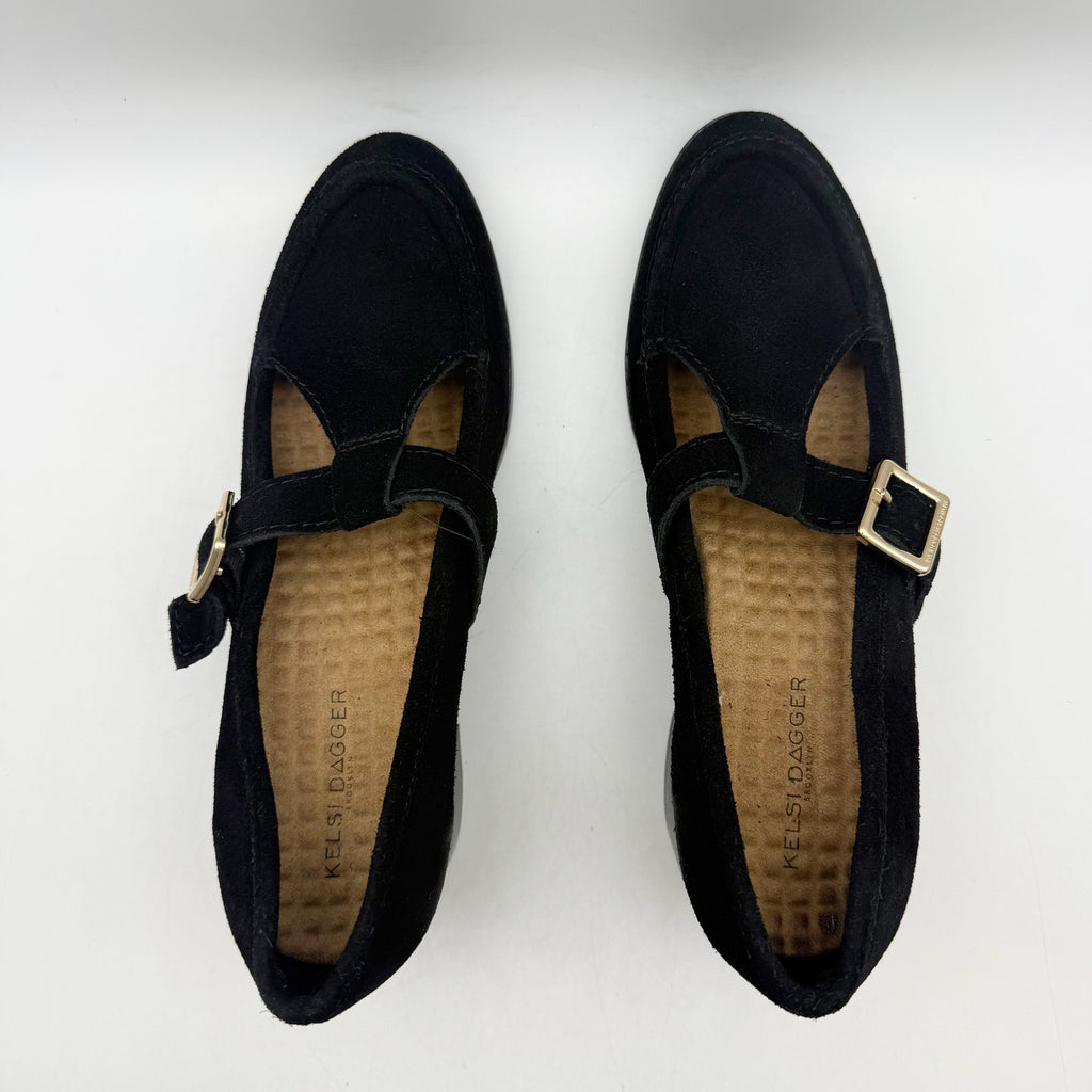 Kelsi Dagger Womens Caleb Mary Jane Heels Size 9 EU 39.5 Black Cow Suede NWOB
