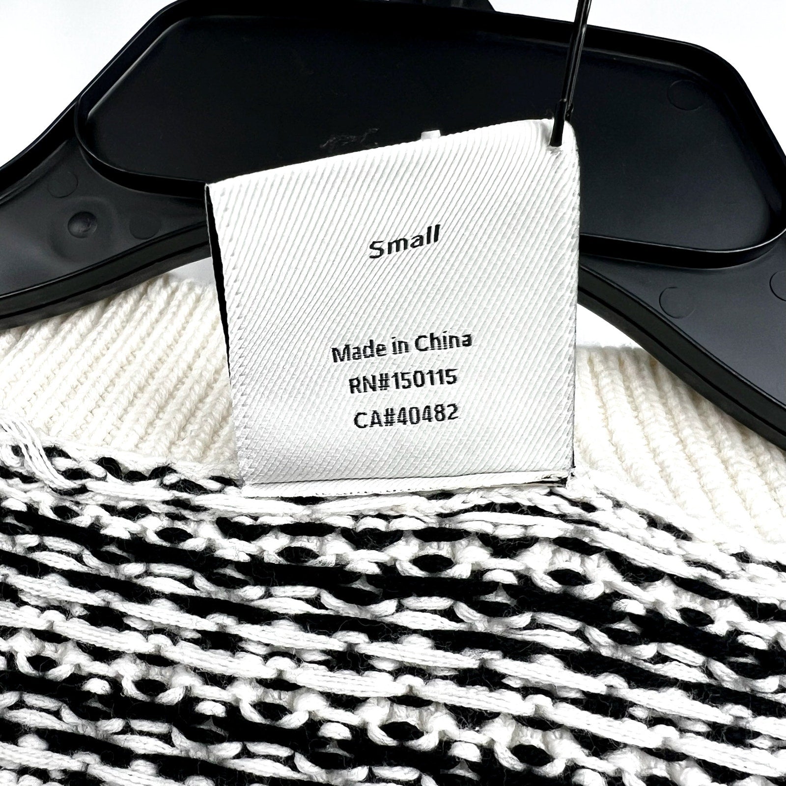 VARLEY Women's Dora Knit Cotton Top Small Black White Drop Shoulder Textured NWT