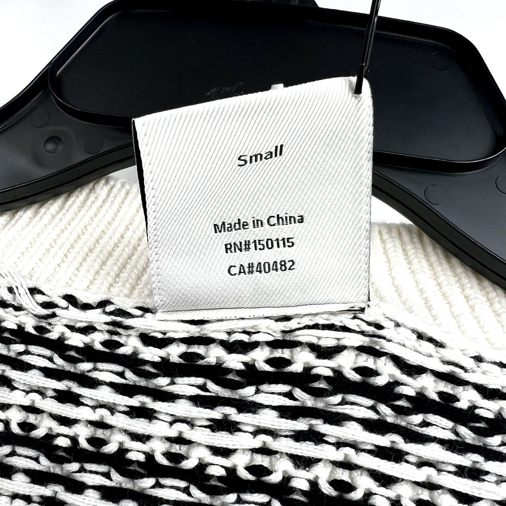 VARLEY Women's Dora Knit Cotton Top Small Black White Drop Shoulder Textured NWT