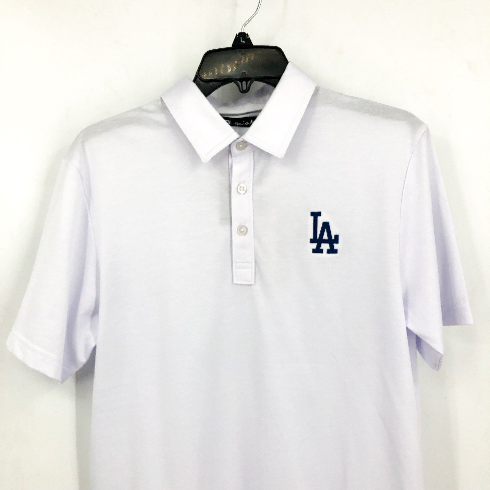 TRAVIS MATHEW Men's The Zinna Polo Shirt Small White Los Angeles Dodgers NWT