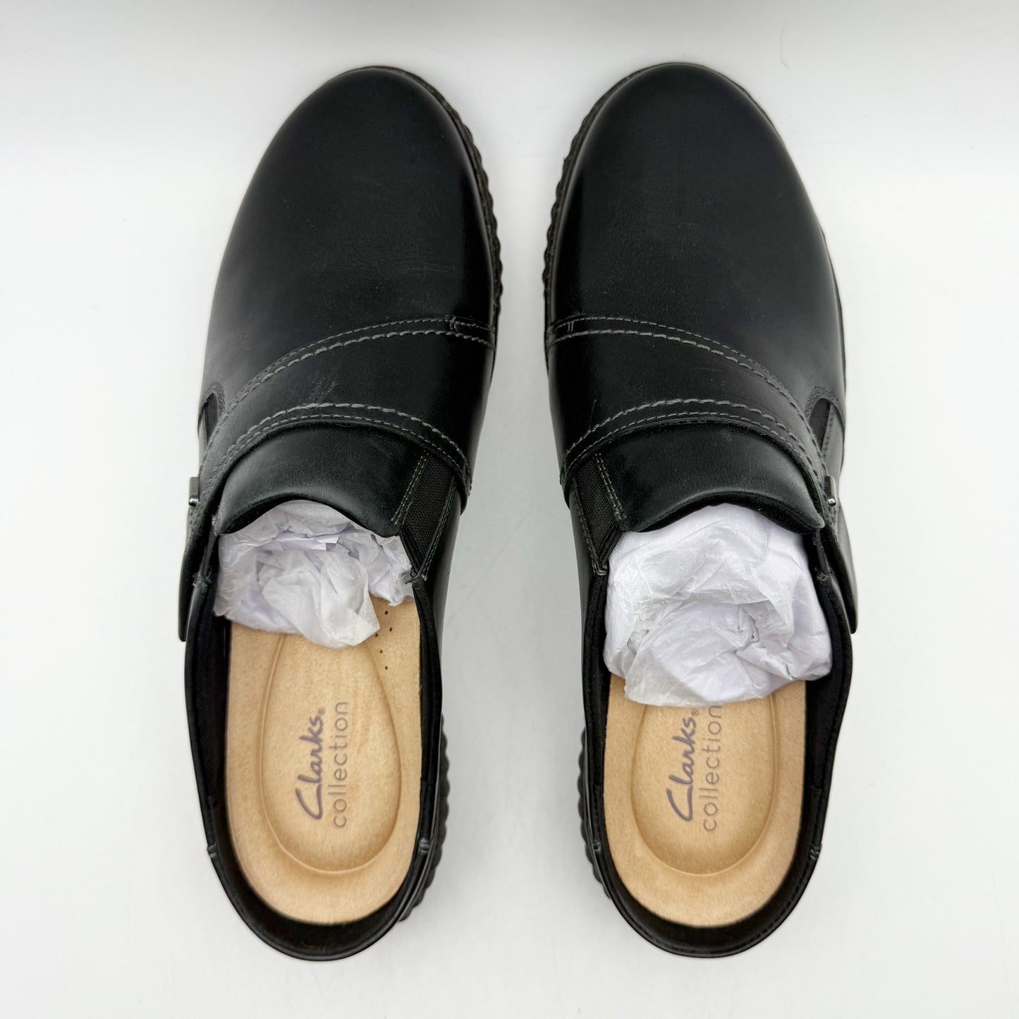 Clarks Womens Caroline Bay Clogs US 11 M EU 42.5 Black Leather SR NIB