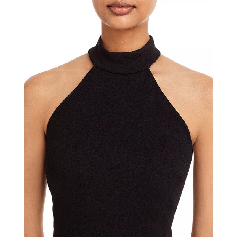 AQUA FORMAL Women's Halter Neck Slit Maxi Gown Size 4 Black Sleeveless NWT