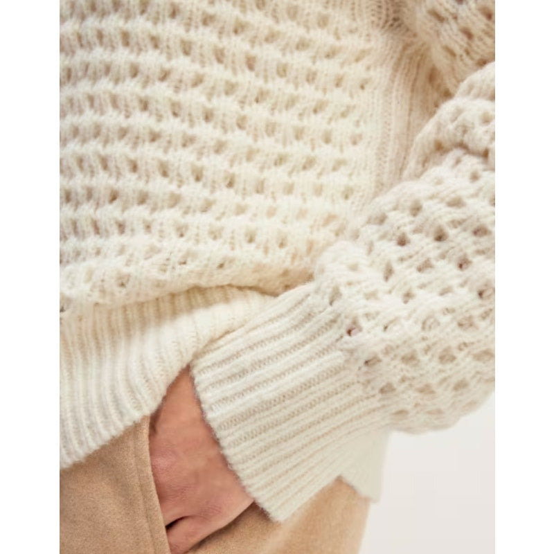 Everlane Womens Cloud Oversized Crew Sweater Small Cream Bone Textured Knit NWOT