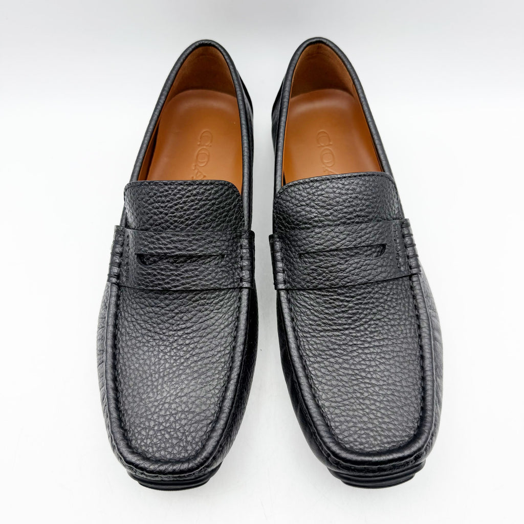 Coach Mens Luca Driver Loafer US 7.5 EU 40.5 Black Leather Slip On Round Toe NIB