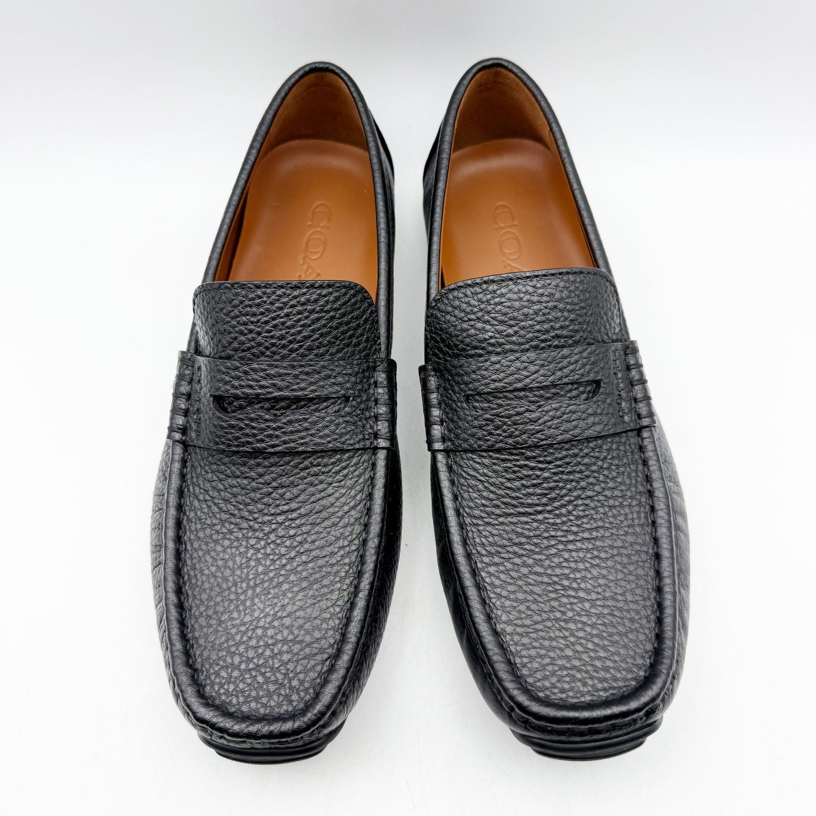 Coach Mens Luca Driver Loafer US 7.5 EU 40.5 Black Leather Slip On Round Toe NIB