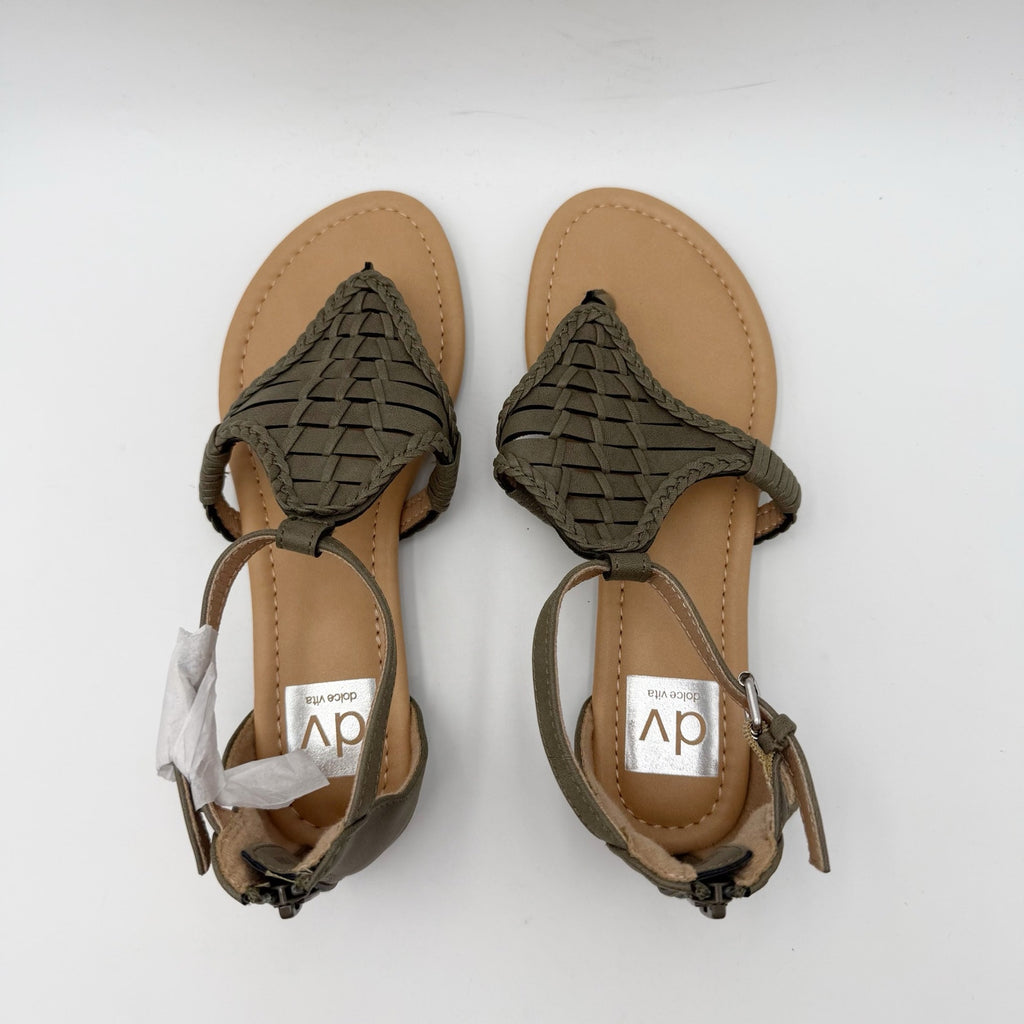 DV by Dolce Vita Womens Lissie Woven Thong Sandals Size 6 Olive Green Flats NWOB