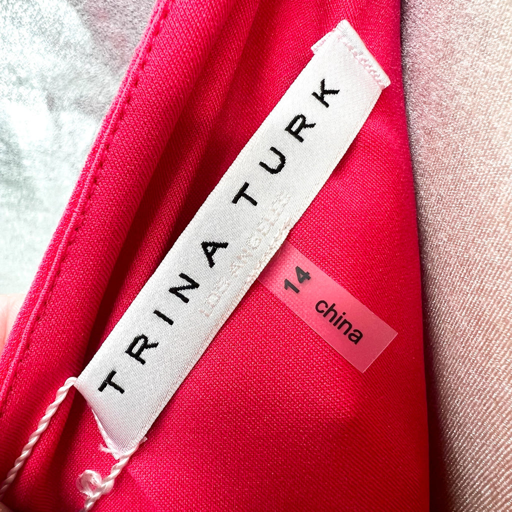TRINA TURK Women's One-Shoulder Makina Dress Size 14 Pink Coral Asymmetric NWT