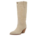 Sam Edelman Womens James Cowboy Boots US 8 M Wide Calf White Ivory Suede NIB