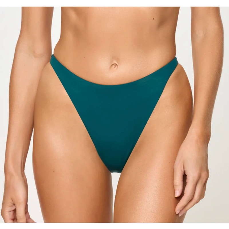 L*SPACE Women's Leilani Bitsy Bikini Bottom Medium Deep Teal Green High Leg NWT