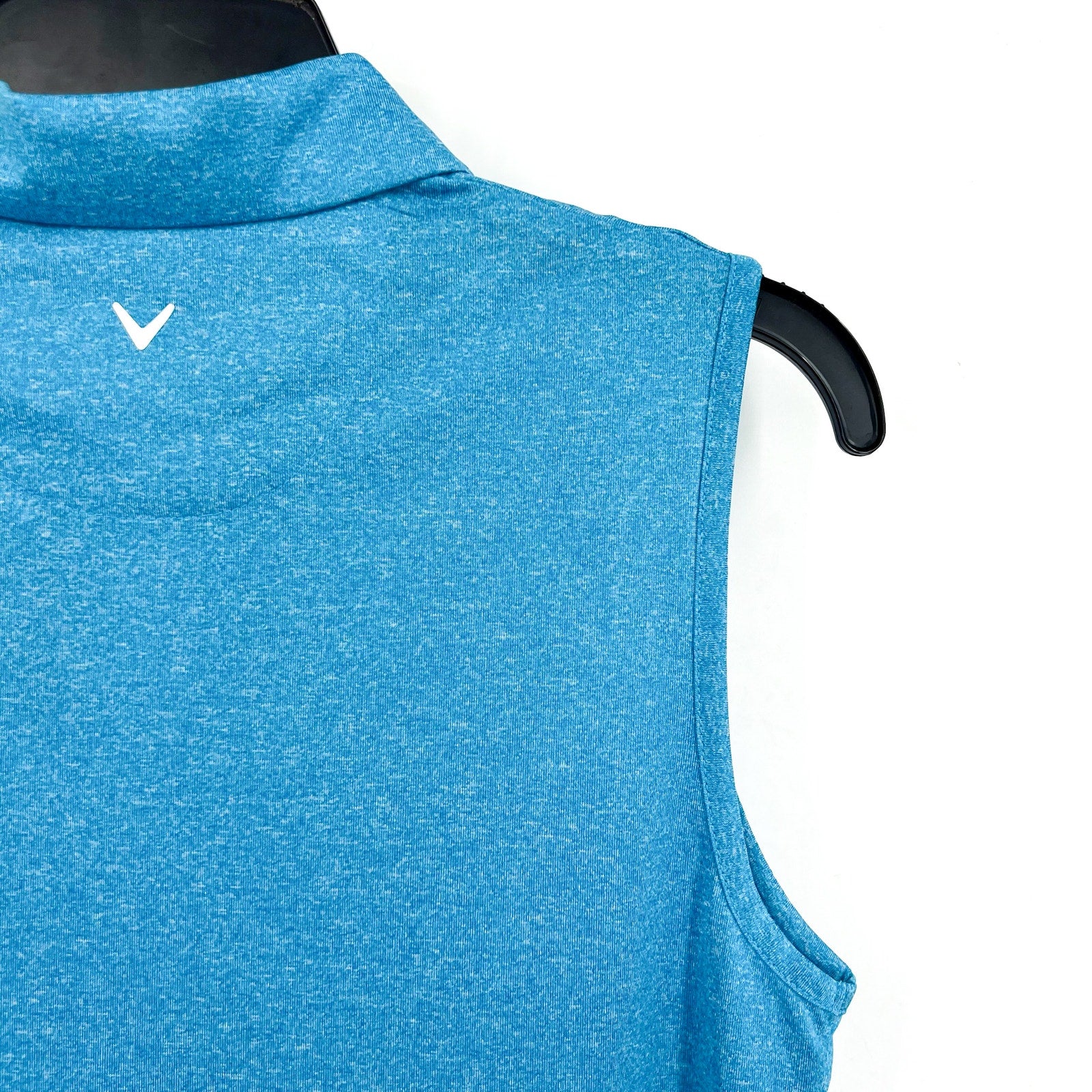 CALLAWAY Womens Polo Shirt Small Vivid Blue Heather 1/4 Zip Sleeveless NWT