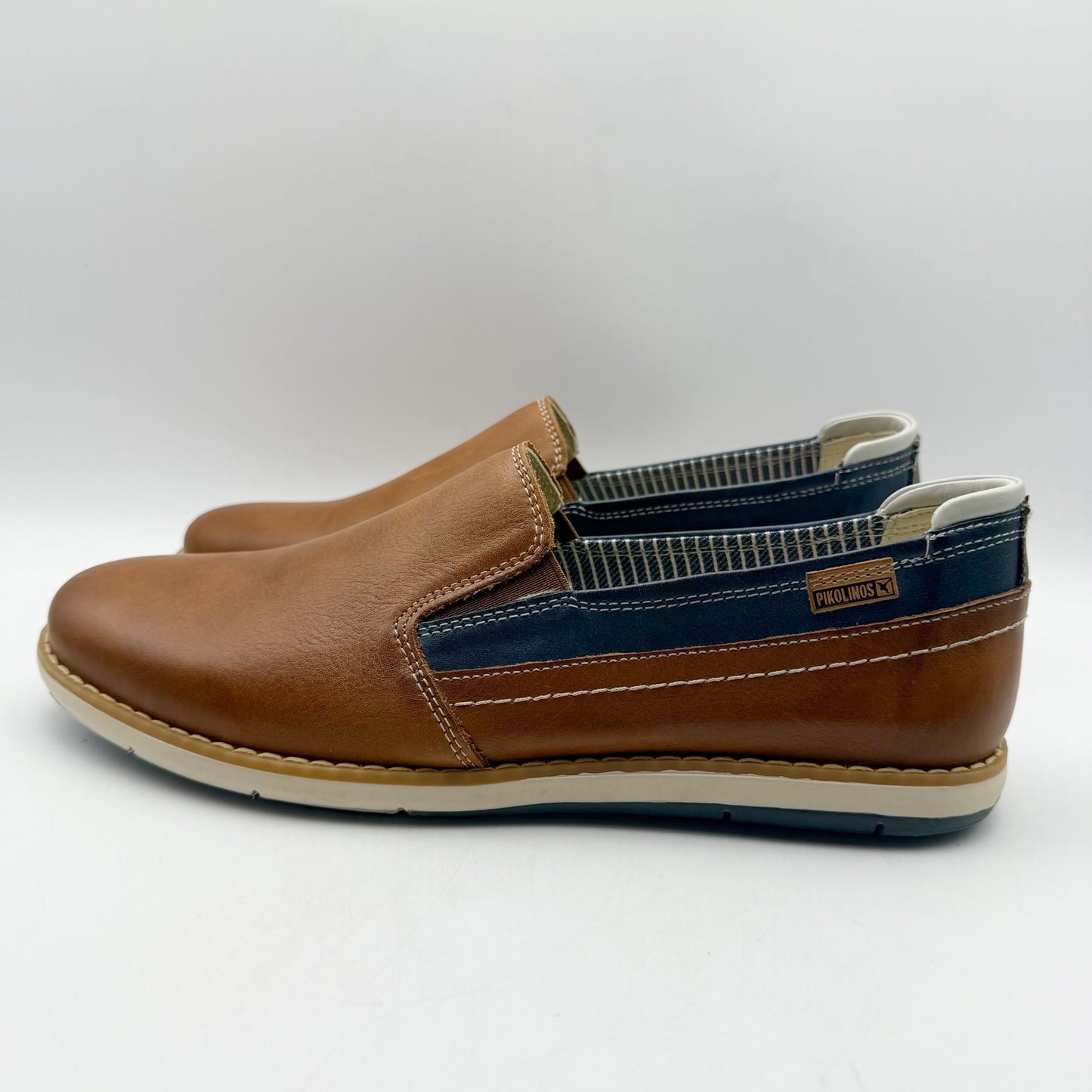 PIKOLINOS Mens Jucar Slip On Loafers EU 41 US 8 Blue Brown Leather NWOB