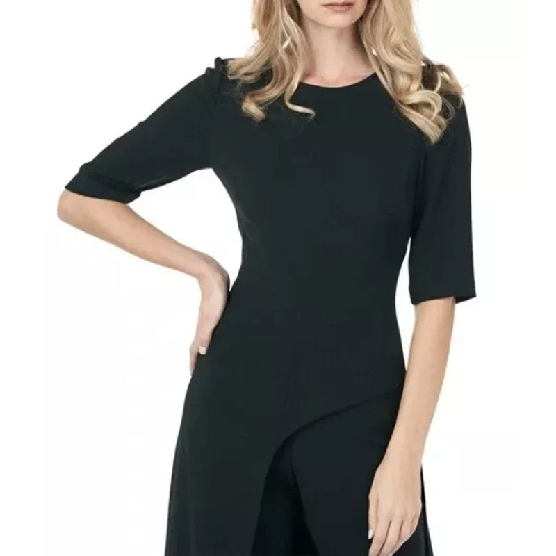 KAY UNGER Women's Davina Maxi Walk Thru Jumpsuit Size 16 Black Formal NWT