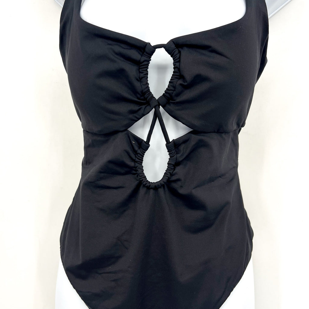 L*SPACE Women's Bondi One Piece Swimsuit Medium Black Cut Out Open Back NWT