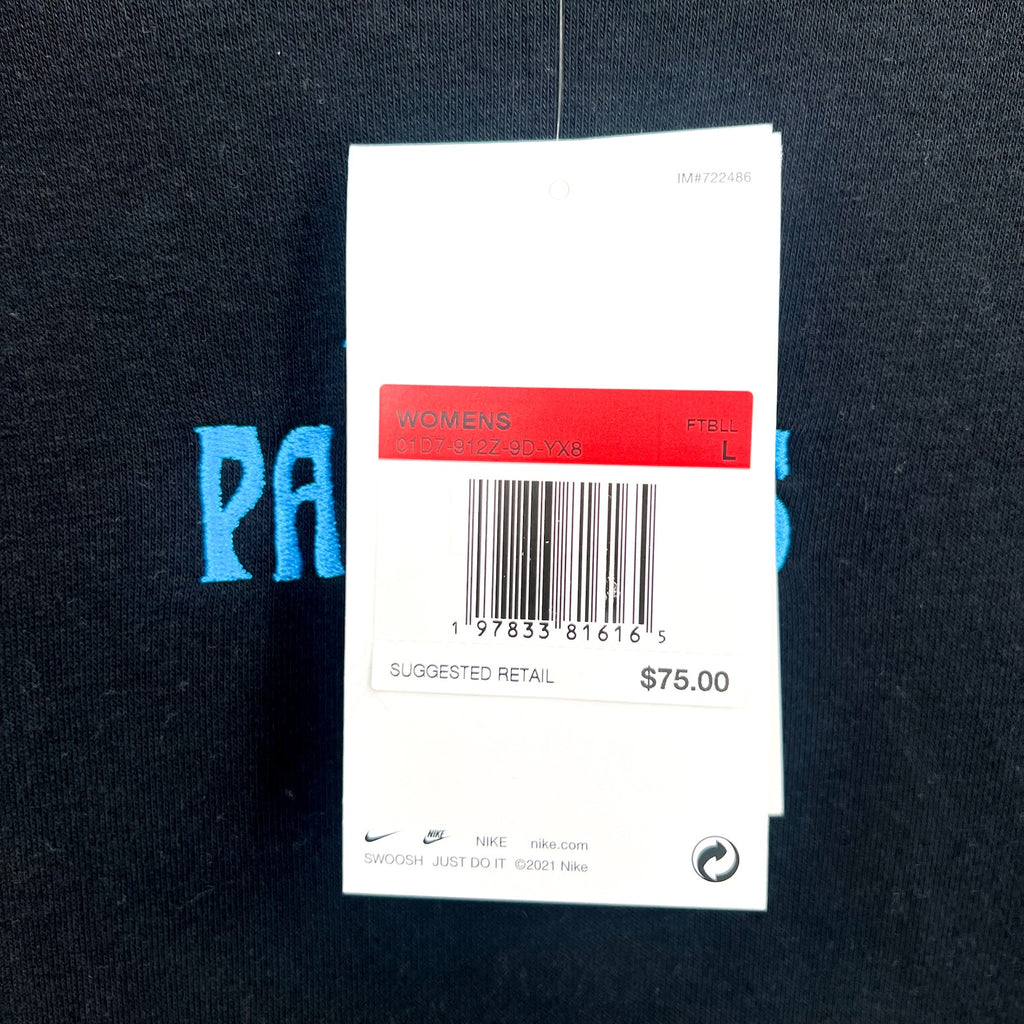Nike Womens Carolina Panthers Oversized Rewind Sweatshirt Large Black NWT