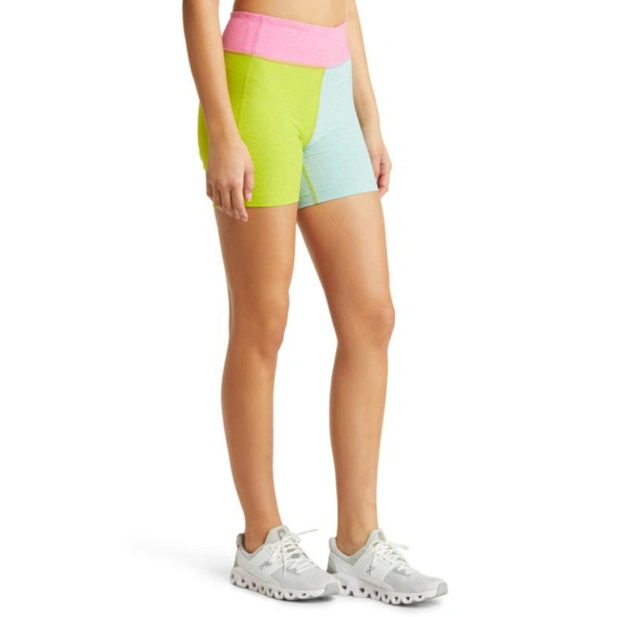 OUTDOOR VOICES Warmup 5" Shorts XS Bubblegum Pink Green Blue Colorblock NWT