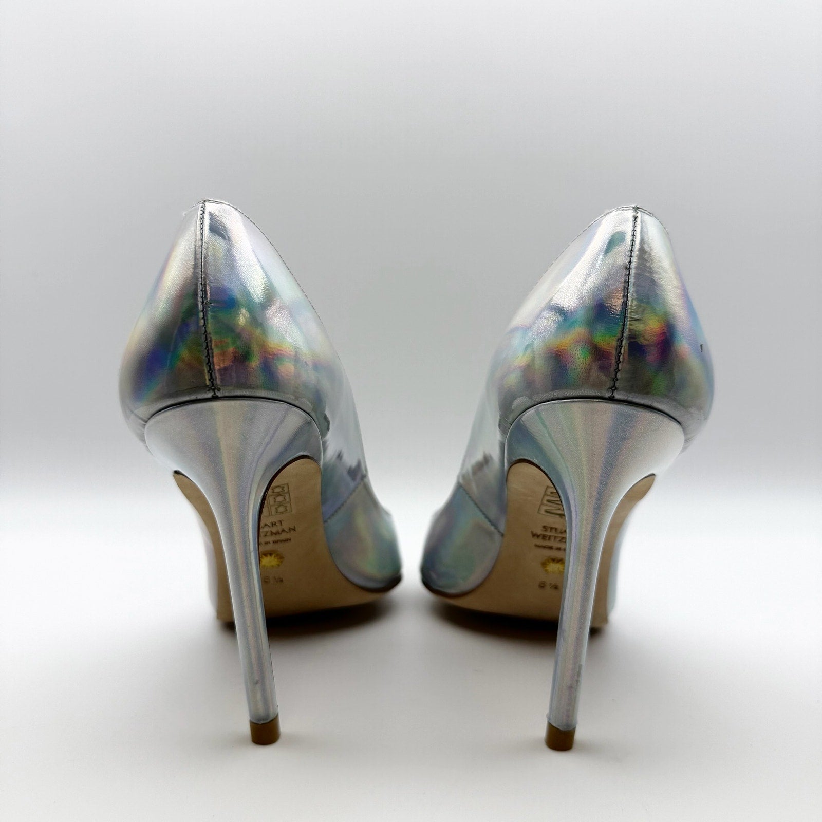 Stuart Weitzman Womens Iridescent Scallop Pumps US 6.5 Silver NWOB