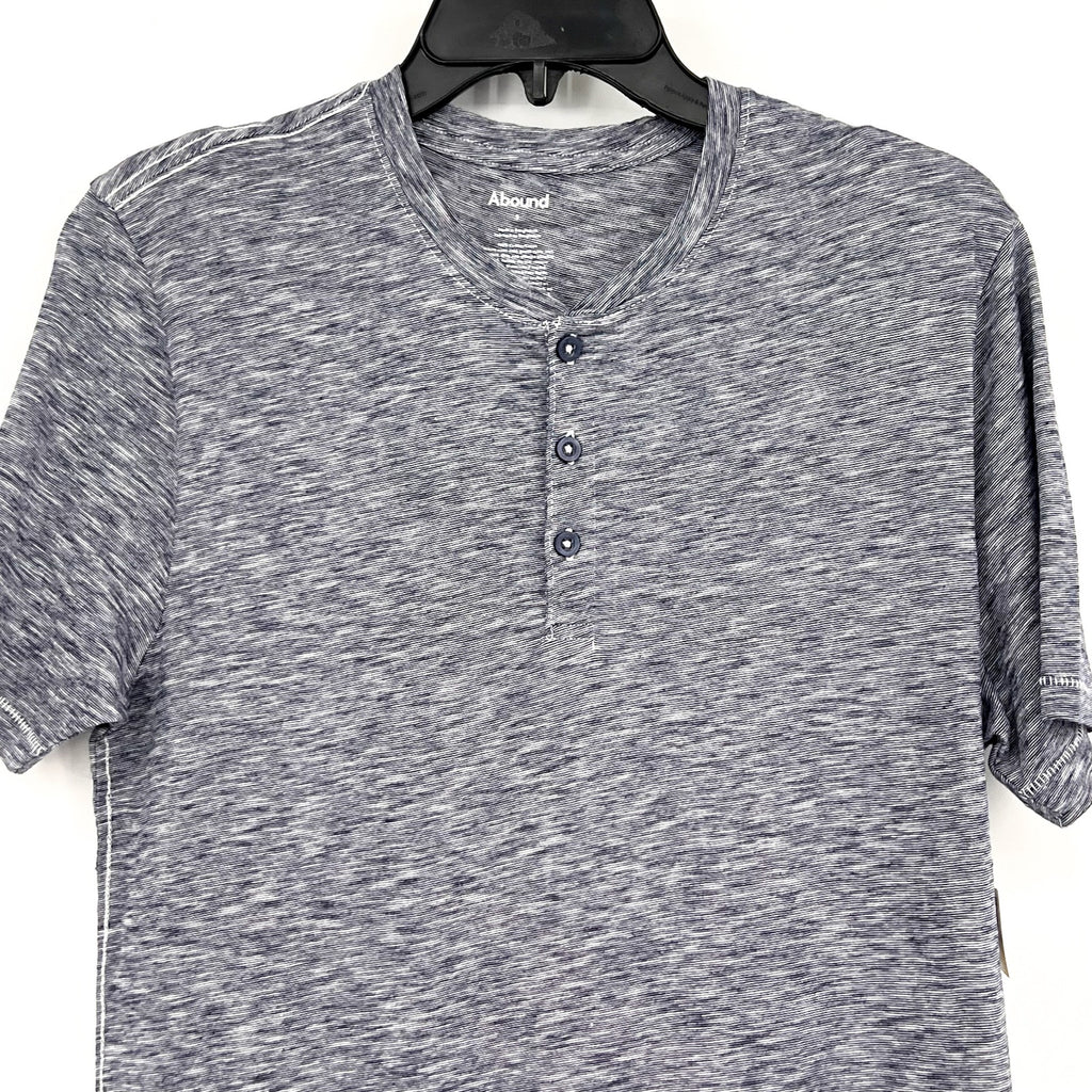 ABOUND Mens Jersey Slub Henley Tee Small Navy Blue White Short Sleeve Cotton NWT