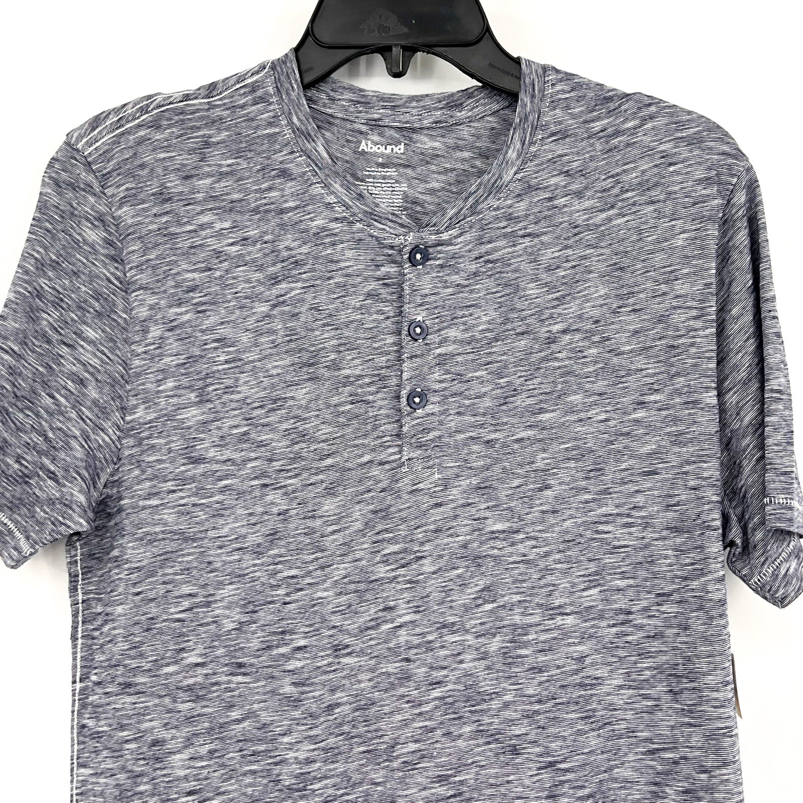 ABOUND Mens Jersey Slub Henley Tee Small Navy Blue White Short Sleeve Cotton NWT