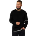 LABEL Men Go-To Sweater Medium Black Grey Merino Wool Knit Crewneck Pullover NWT