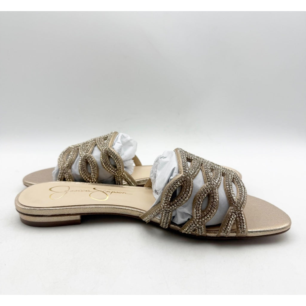 JESSICA SIMPSON Women's Dorothea Sandals Size 7 M Gold Champagne Slip On NIB