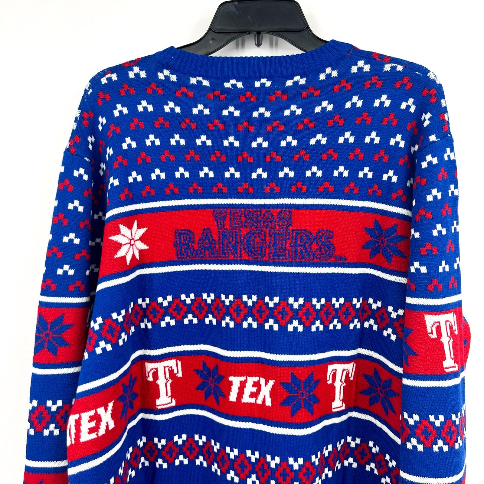 MLB GENUINE MERCHANDISE Men's Texas Ranger Crewneck Sweater Large Blue Red NWT