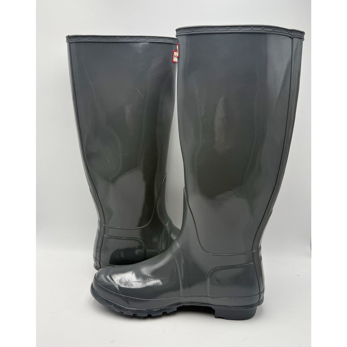 Hunter Womens Original Tall Gloss Rain Boots Size 10 Graphite Grey WP NWOB
