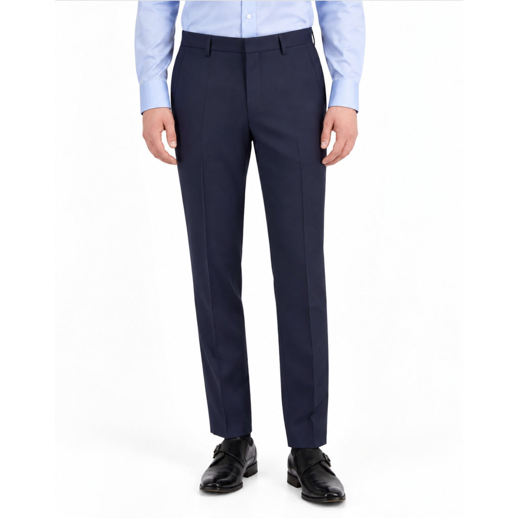 HUGO BOSS MENS Sharp 3 Suit Pants 38x28 Navy Blue Flat Front Slim Fit Dress NWOT