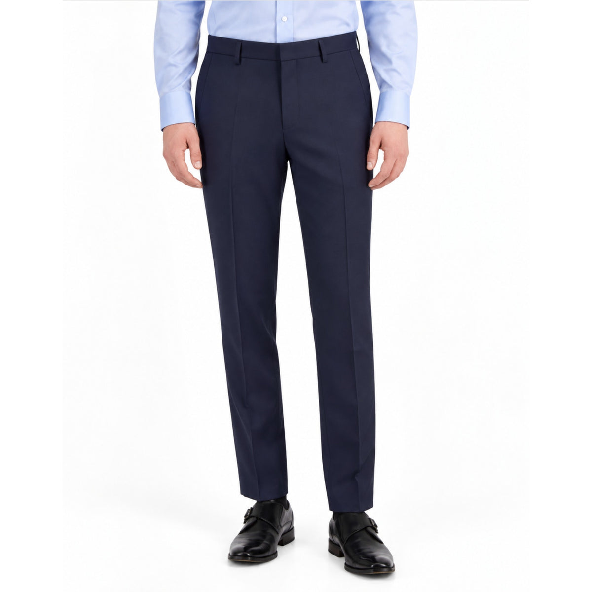 HUGO BOSS MENS Sharp 3 Suit Pants 38x28 Navy Blue Flat Front Slim Fit Dress NWOT