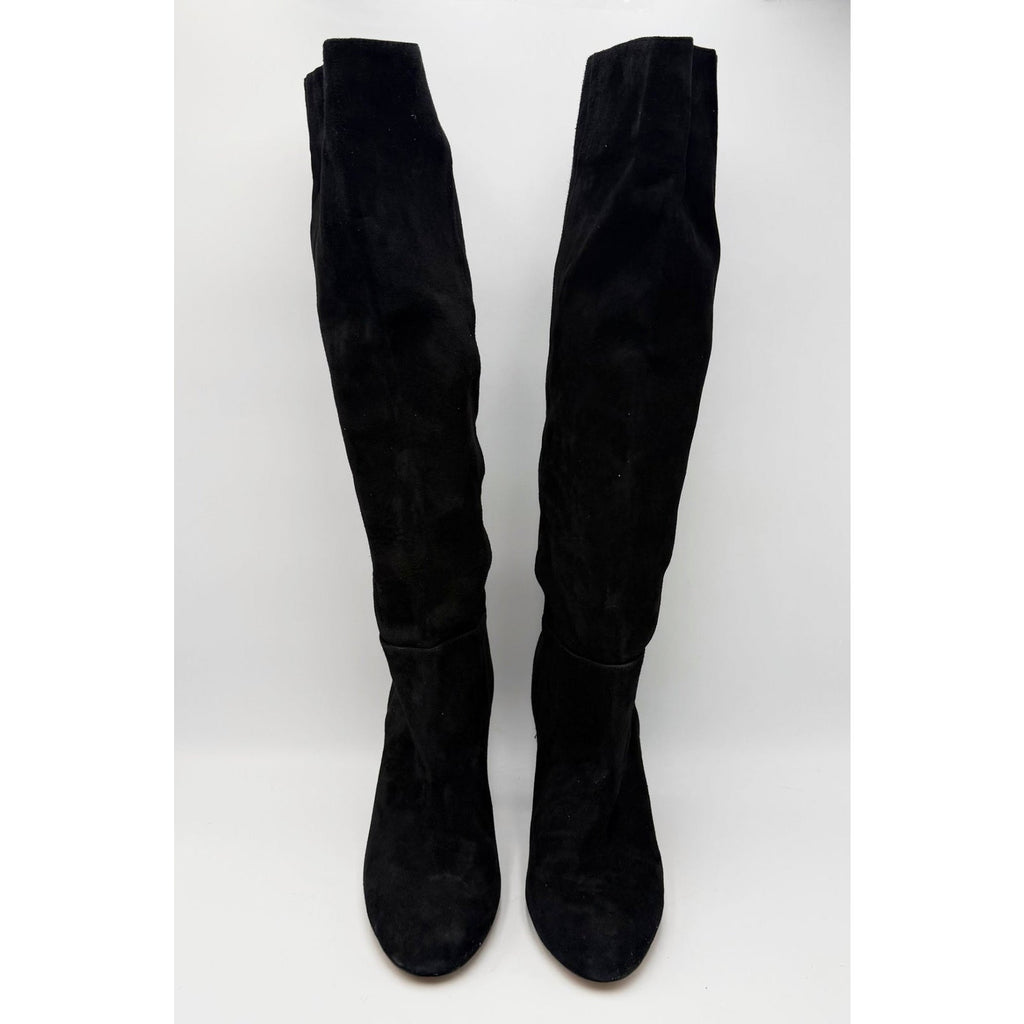 Sam Edelman Womens Caprice Heeled Knee High Boots Size 6 EU 36 Black Suede NWOB