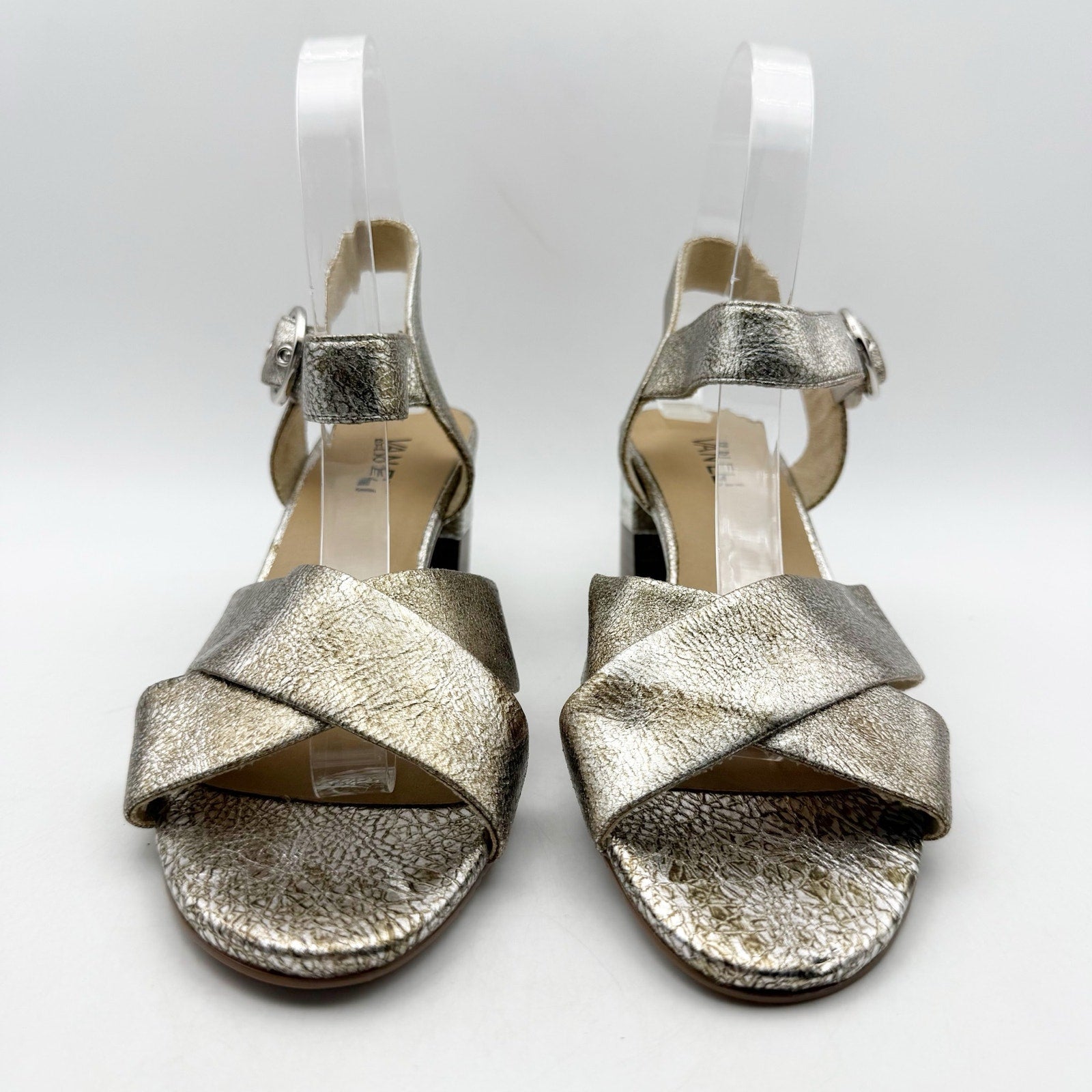 Vaneli Womens Moral Heeled Sandals US 7 M Metallic Gold Leather NWOB
