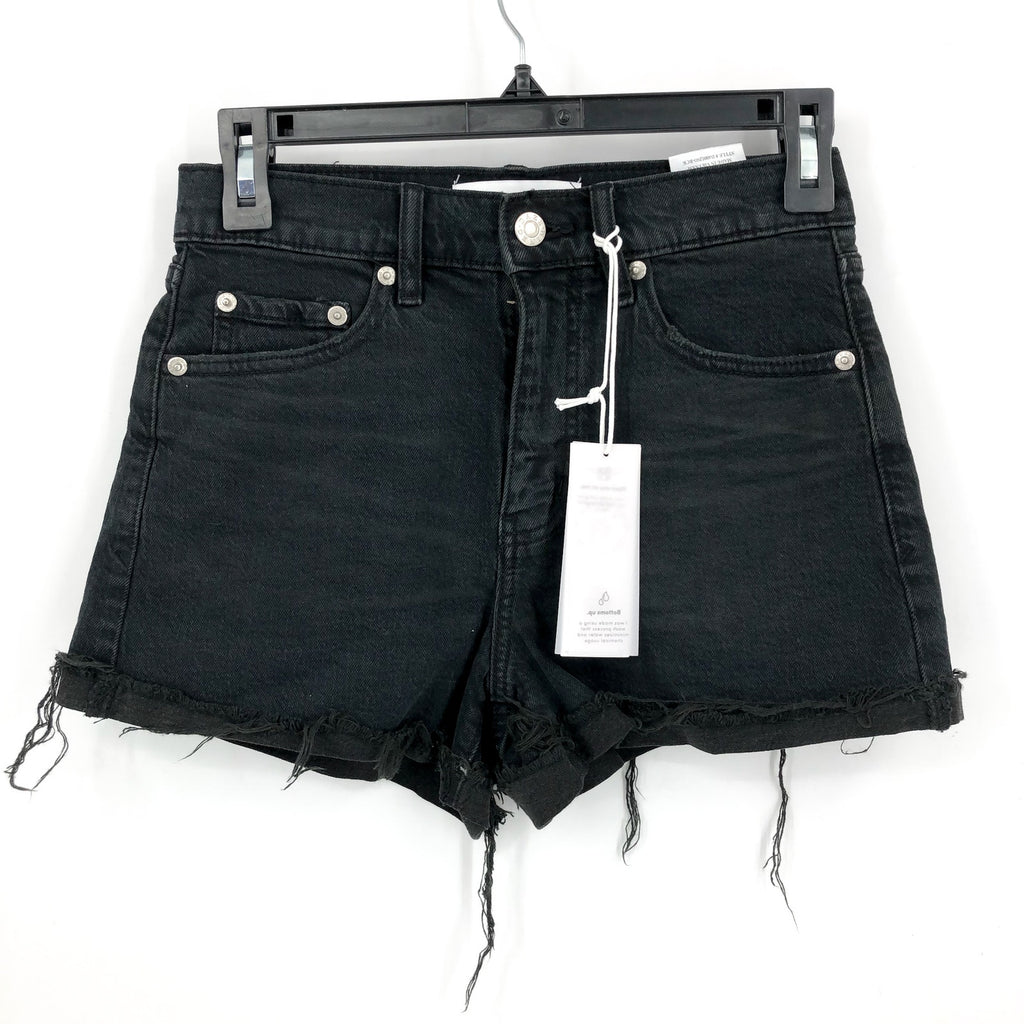 DAZE Women's Troublemaker High Rise Shorts Size 24 Black Backseat Cutoff NWT
